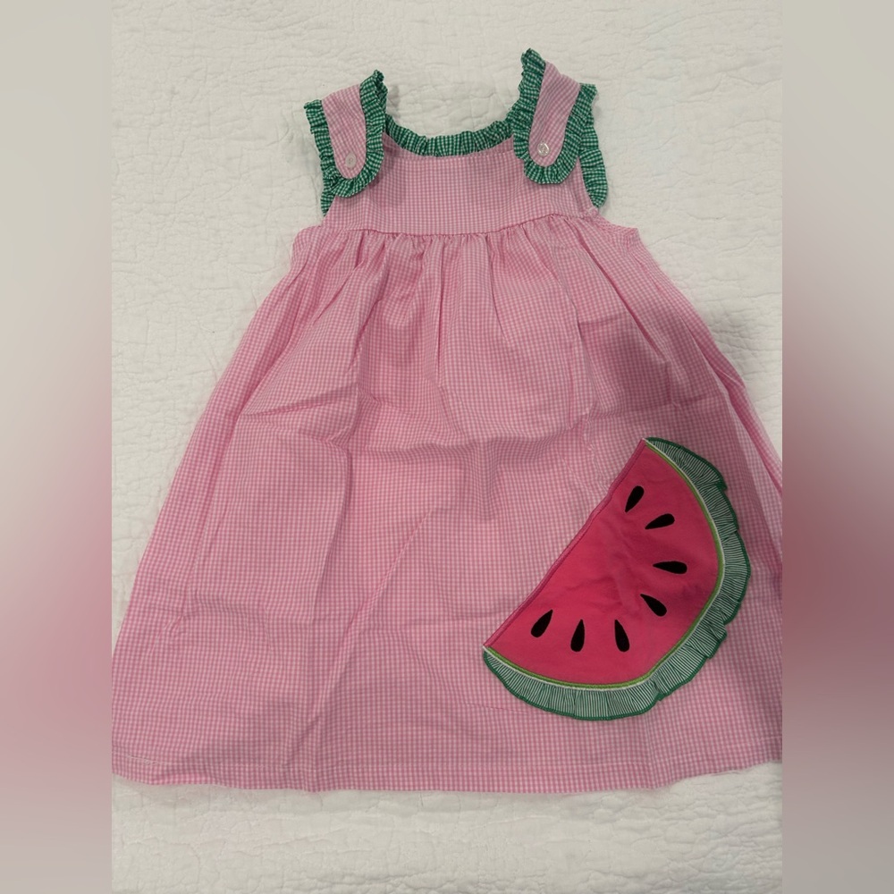 Pink and Green Kids Dress with Watermelon Design
